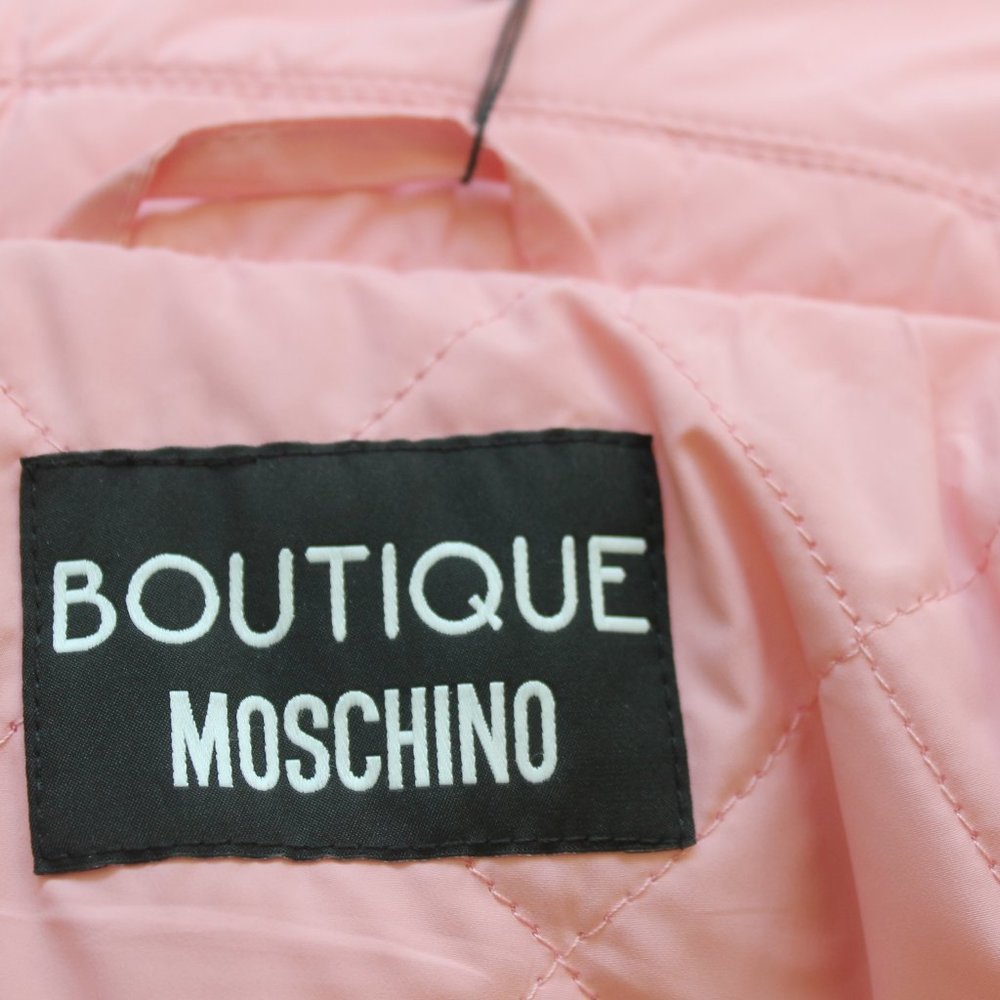 REDUCED MOSCHINO Boutique Pink Biker Puffer Jacket Asymmetrical Size M US 6 NEW - Picture 8 of 10